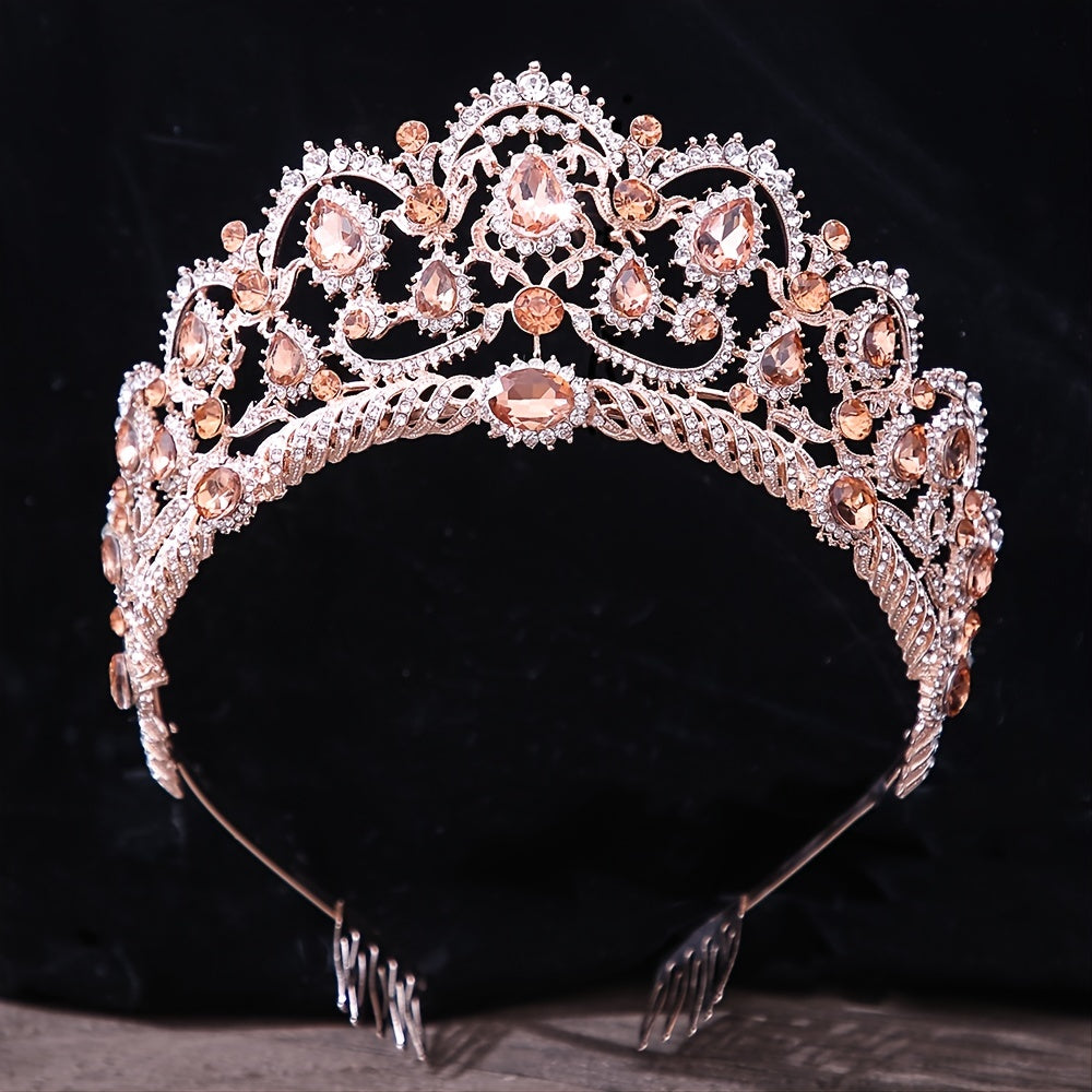 Emerald Crystal Crown With Comb Bridal Wedding Headband For Brides