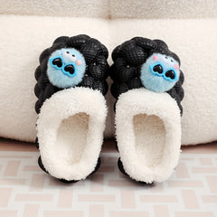 Boys Warm Clogs with Cartoon Charms - Non Slip Fleece Slippers