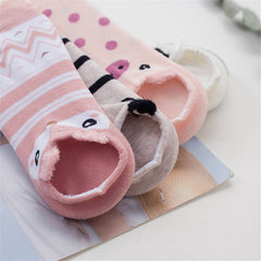16 Pairs Women's Cartoon Animals Plush No Show Socks