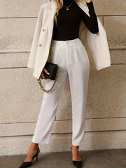High Waist Loose Straight Pocket Pants Women's Clothing