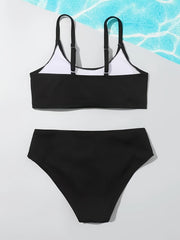 2pcs Solid Bikini Swimsuit Set for Girls