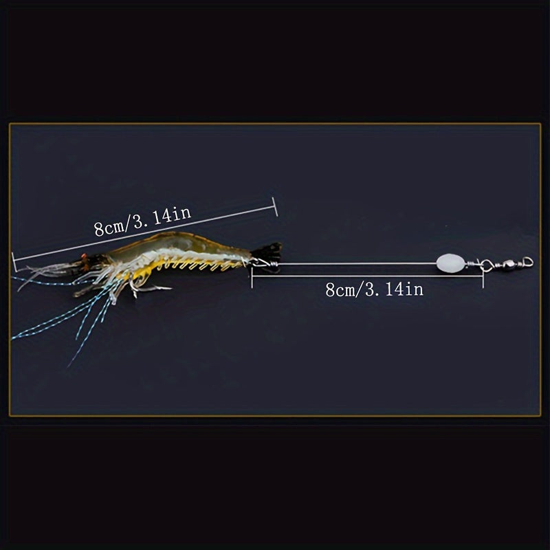 1pc 5g Luminous Shrimp Lure Biomimetic Bait With Barbed Hook