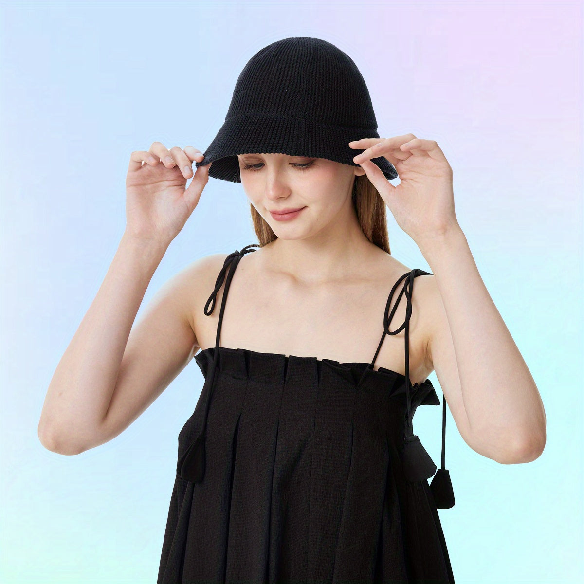 Knitted Bucket Hat Casual Sunshade Basin Hat Vintage Cloche Hats