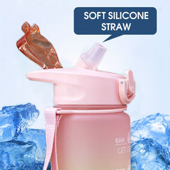 32 oz Rainbow Straw Cup with Time Mark, BPA-Free, Leak-proof