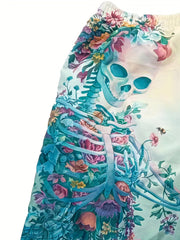 Men's Floral Skeleton Print Shorts