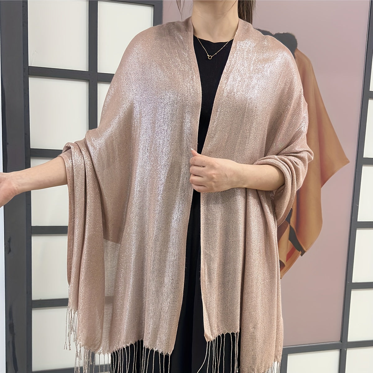 Glitter Tassel Shawl Cape Bridal Wedding Wrap