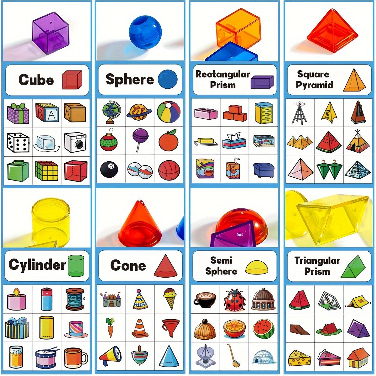Translucent 3D Geometric Shapes for Kids