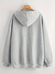 Casual Sports Fleece Sweatshirt Solid Zipper Up Hoodie