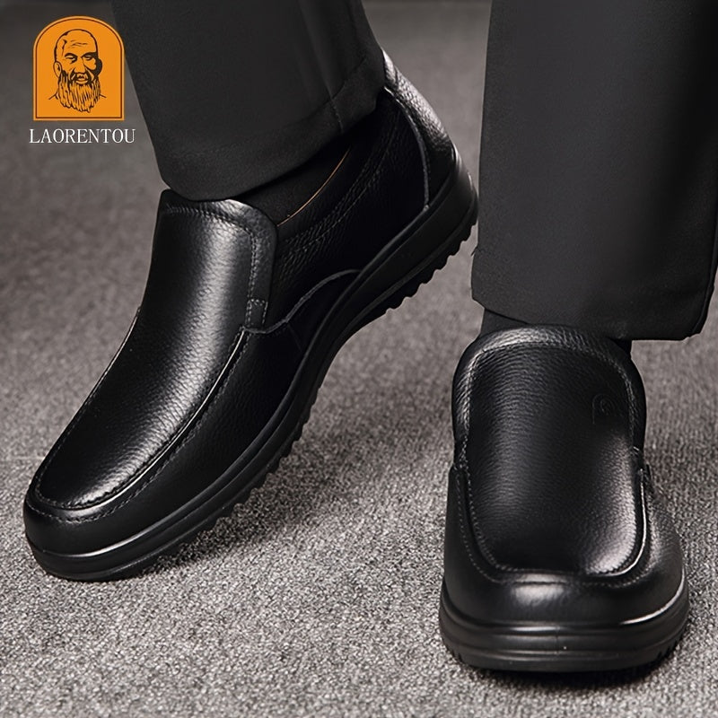LAORENTOU Men's Leather Oxfords Comfortable Slip On Shoes