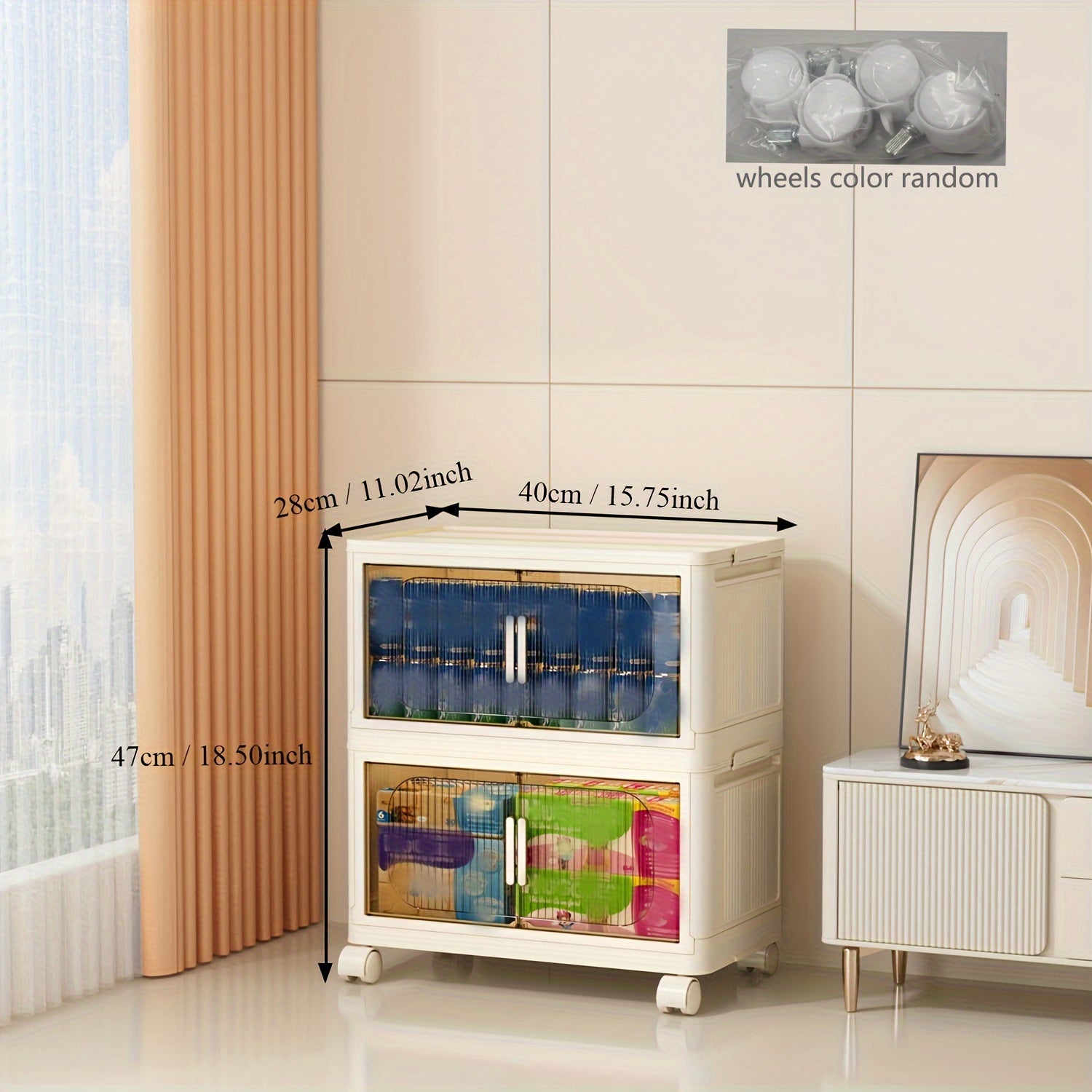 Foldable Plastic Storage Box With Wheels Clothing Book Kitchen Supplies Storage