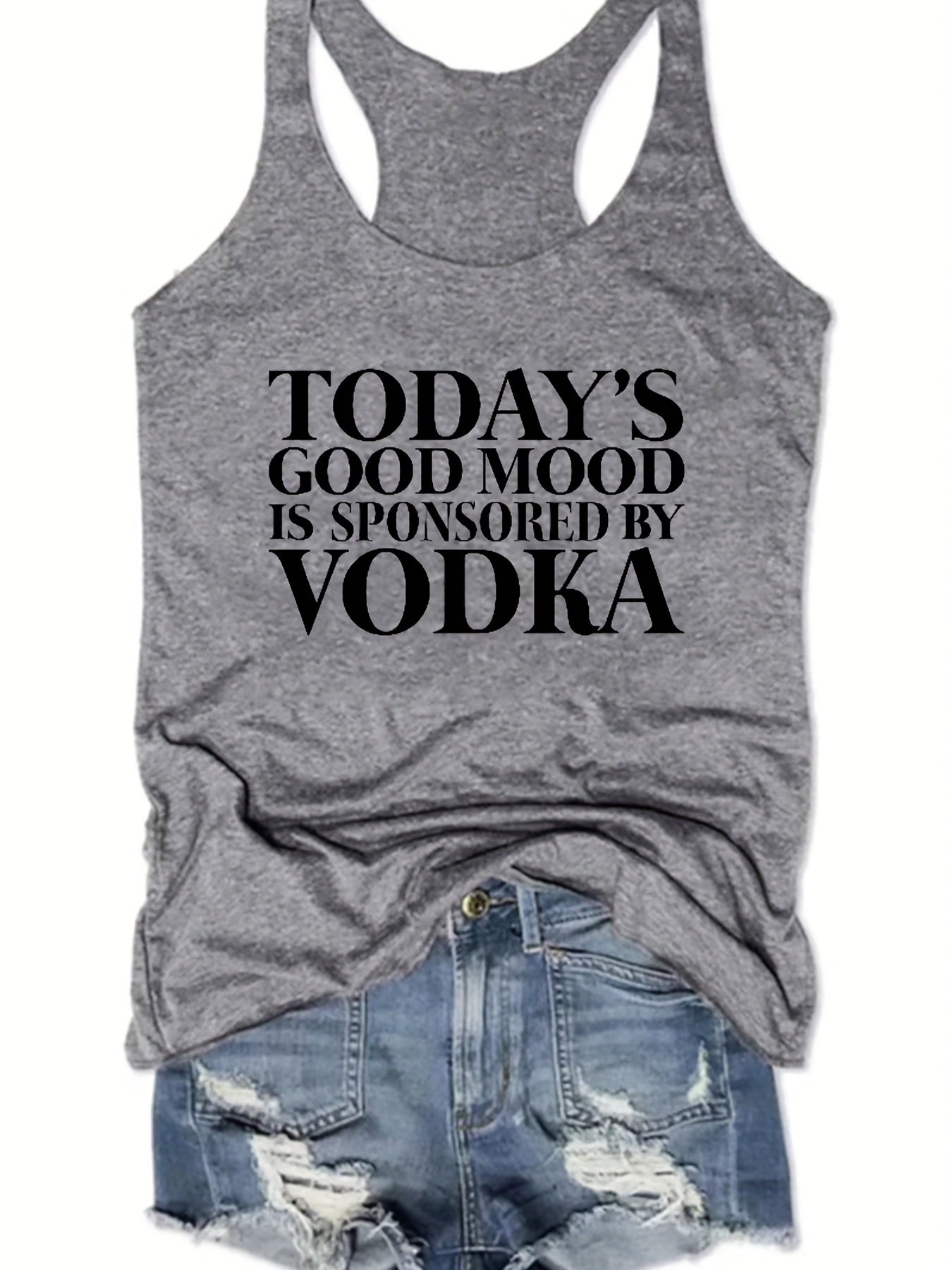 Letter Print Sleeveless Tank Top Racer Back Stretchy Summer Sports Top