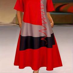 Colorblock Maxi Dress with Pockets