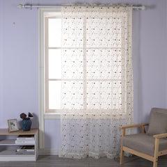 Pastoral Beige Embroidered Sheer Curtain