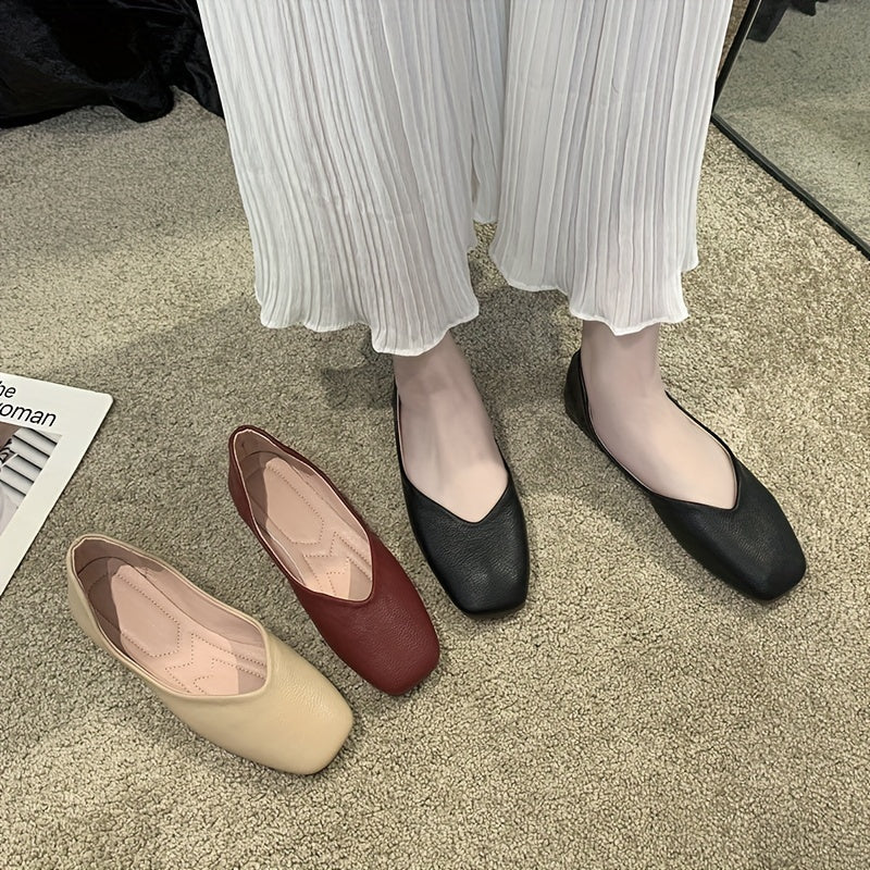 Women's Ballet Flat Shoes Square Toe Non Slip Loafers
