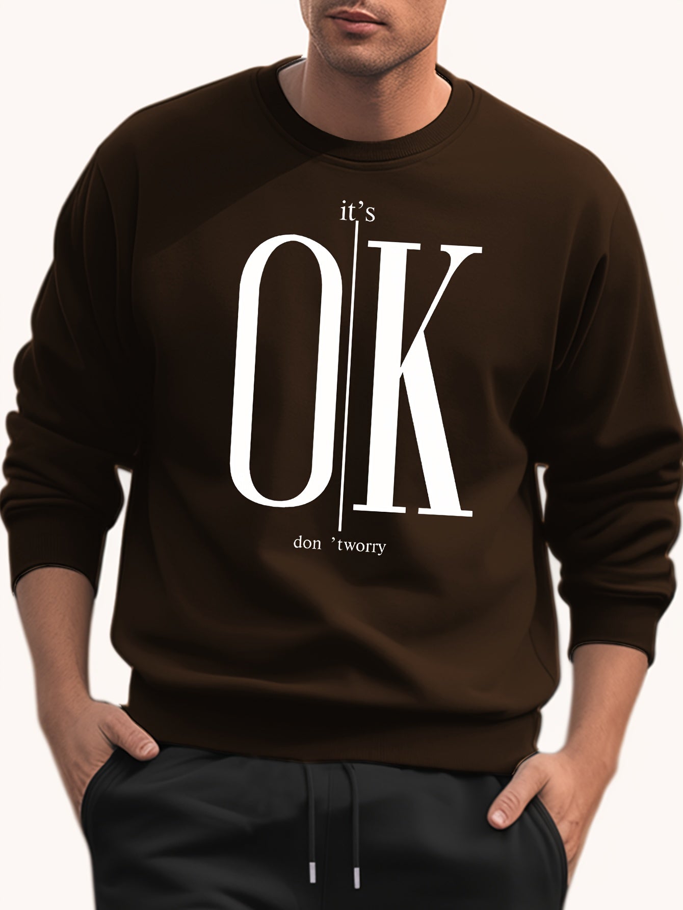 Men's Letter Ok Pattern Sweatshirt for Autumn Winter