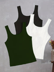 3-Pack Women's Summer Tank Tops Crew Neck Sleeveless Casual Mixed Colors