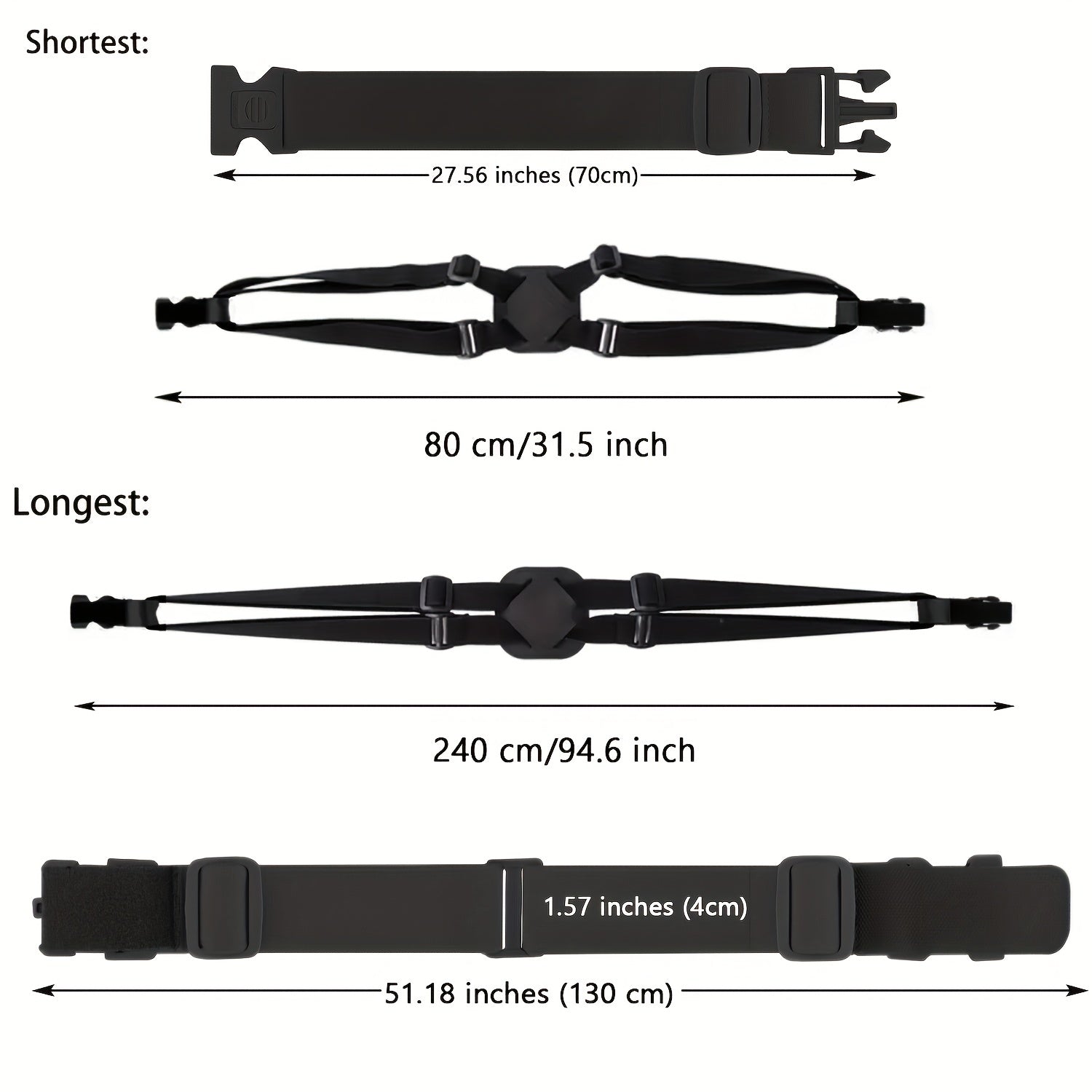3 Pcs High Elastic Luggage Straps Sets Travel Accessories With Buckles