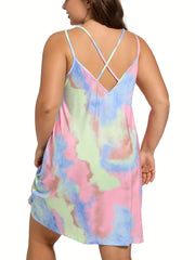 Tie Dye Criss Cross Back Cami Sleep Dress