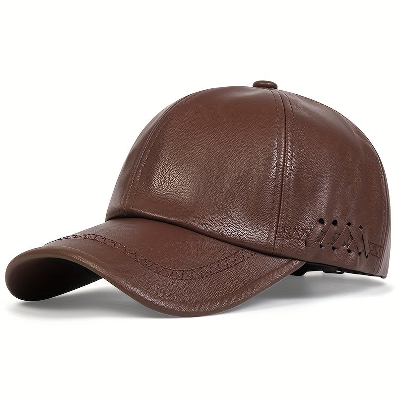 Waterproof PU Leather Baseball Cap Unisex Dad Hat Adjustable Sports Golf