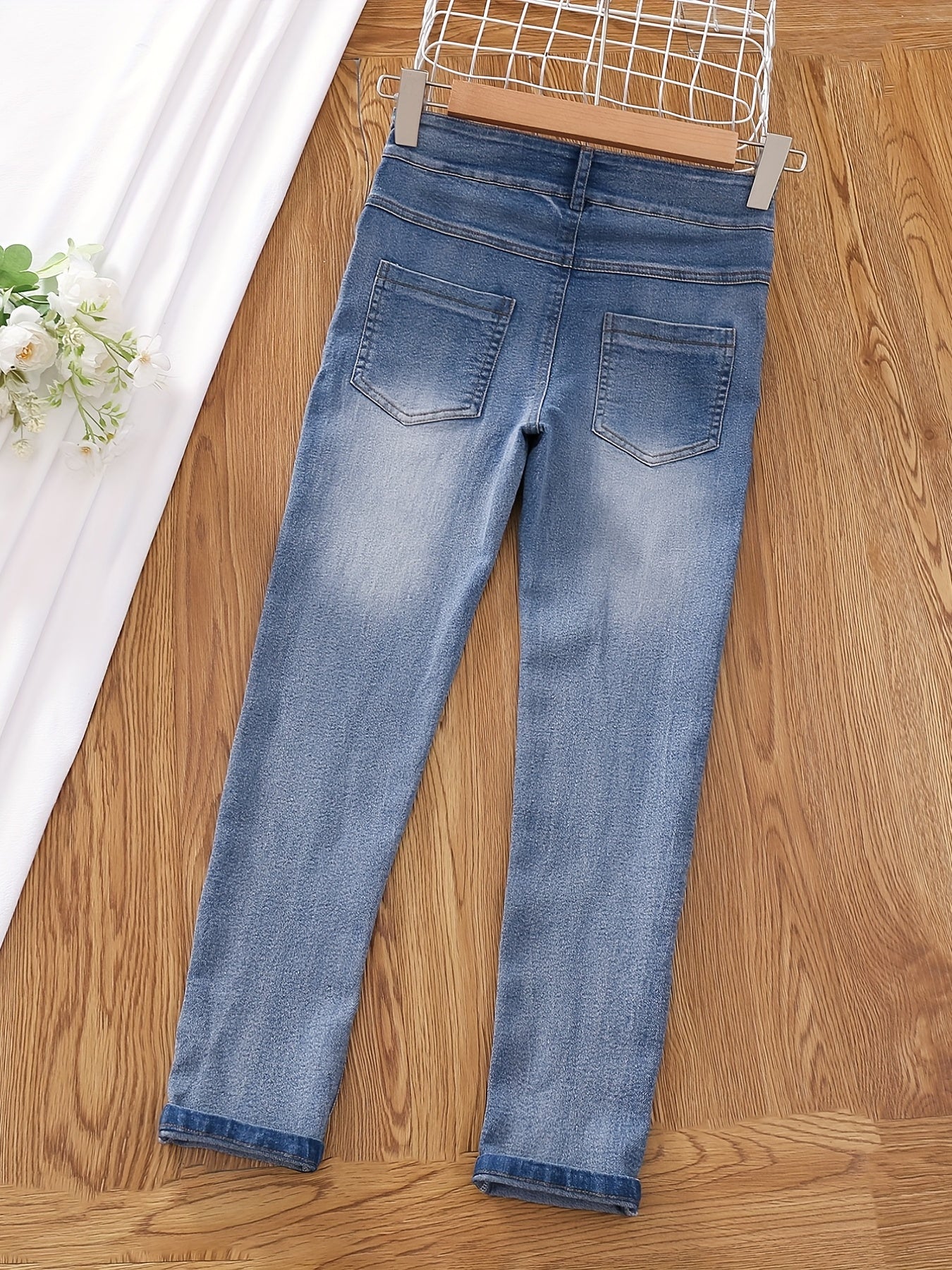 Girls Slim Fit Denim Pants - Classic Straight Leg Jeans for Kids
