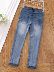Girls Slim Fit Denim Pants - Classic Straight Leg Jeans for Kids