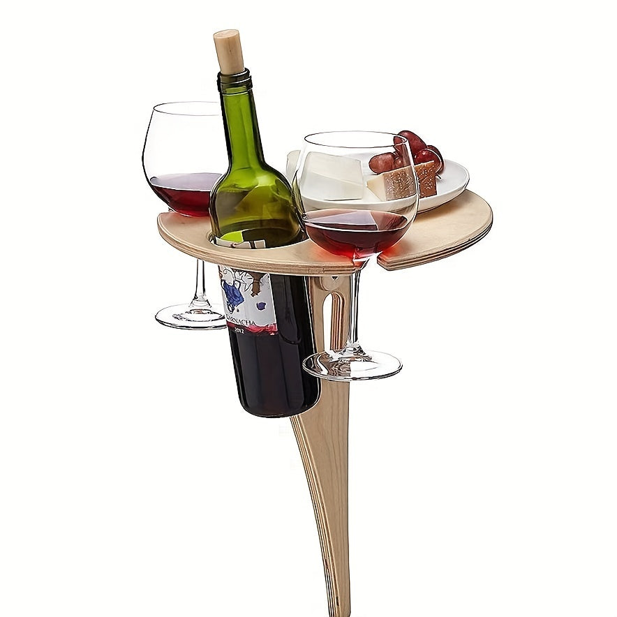 Portable Wine Table w/ Bottle Holders for Sand & Grass