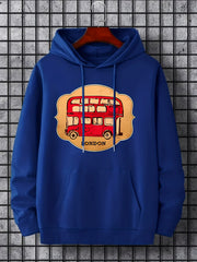 London Double Decker Bus Print Hoodie for Men