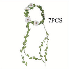 7pcs Daisy Woven Headbands with Rattan Strips
