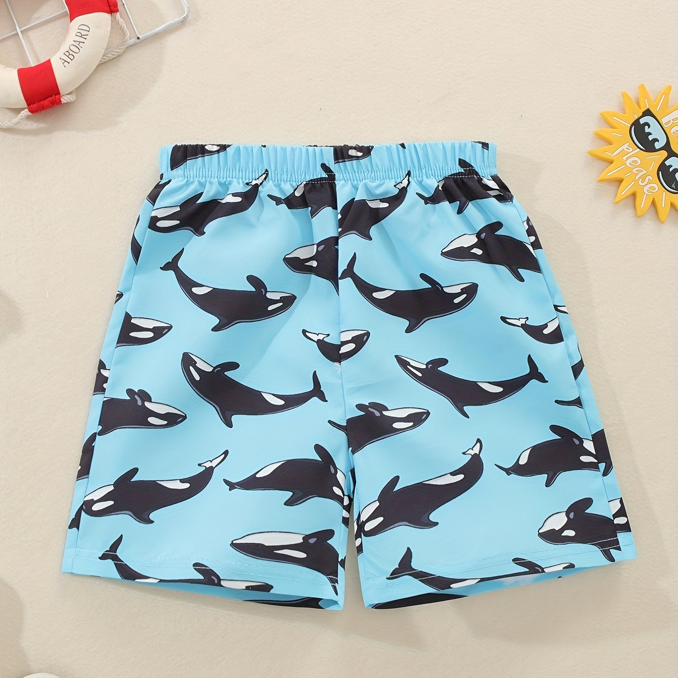 Boys Dolphin Print Shorts Comfortable Breathable For Vacation Beach