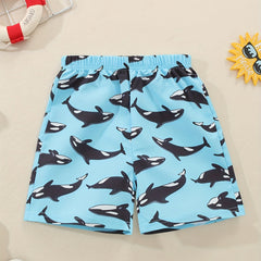 Boys Dolphin Print Shorts Comfortable Breathable For Vacation Beach
