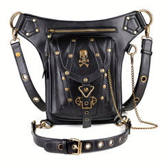 Steampunk Waist Bag Gothic Fringed Crossbody with Chain