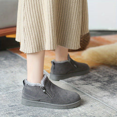 Women's Plush Inner Thermal Flats Side Zipper Winter Shoes