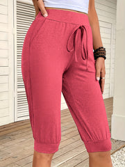 Solid Drawstring Shorts Casual Workout Knee Length Shorts