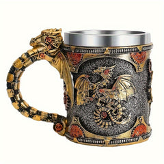 14oz Vintage Steel Beer Mug Dragon Design