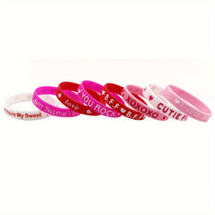 8pcs Love Pattern Silicone Bracelet Gift Party Bracelet Set