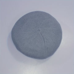 Casual Crochet Beret Solid Mesh Breathable Beanie Octagonal Hat Vintage