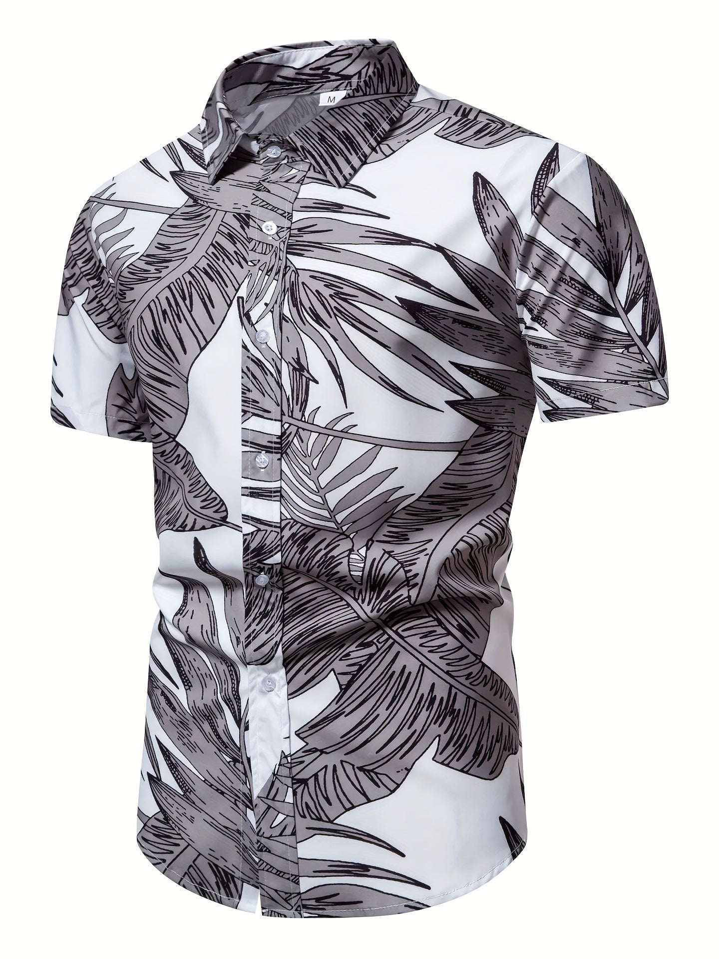 Men's Slim Short Sleeve Shirts with Flower Print