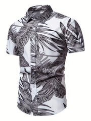 Men's Slim Short Sleeve Shirts with Flower Print
