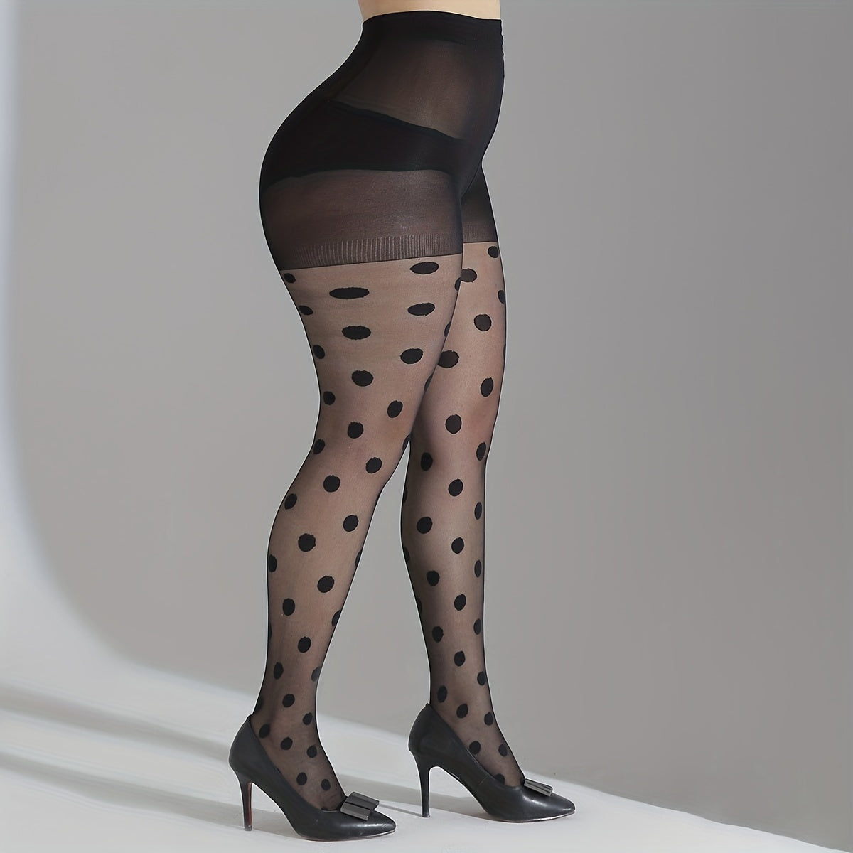 Polka Dot High Rise Pantyhose