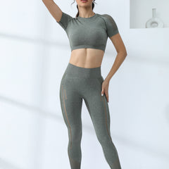 2pcs Workout Set Sports Top & Leggings Butt Lifting Activewear