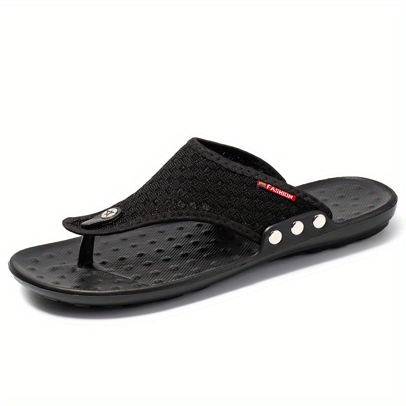 Men's Solid Fabric Thong Sandals for Beach