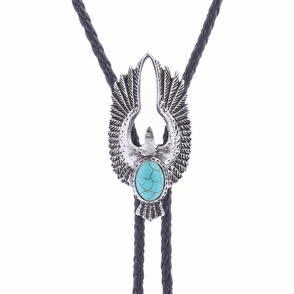 Men's Retro Eagle Gemstone Bolo Tie Western Denim Shirt Accessory