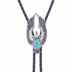 Men's Retro Eagle Gemstone Bolo Tie Western Denim Shirt Accessory