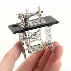 Vintage Silvery Sewing Machine Dollhouse Accessory Metal Collectible