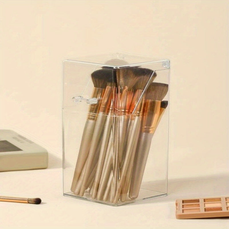 Clear Cosmetic Brush Holder with Lid