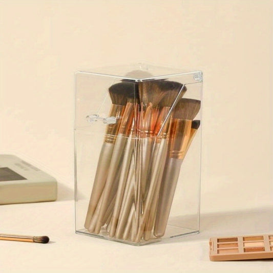 Clear Cosmetic Brush Holder with Lid