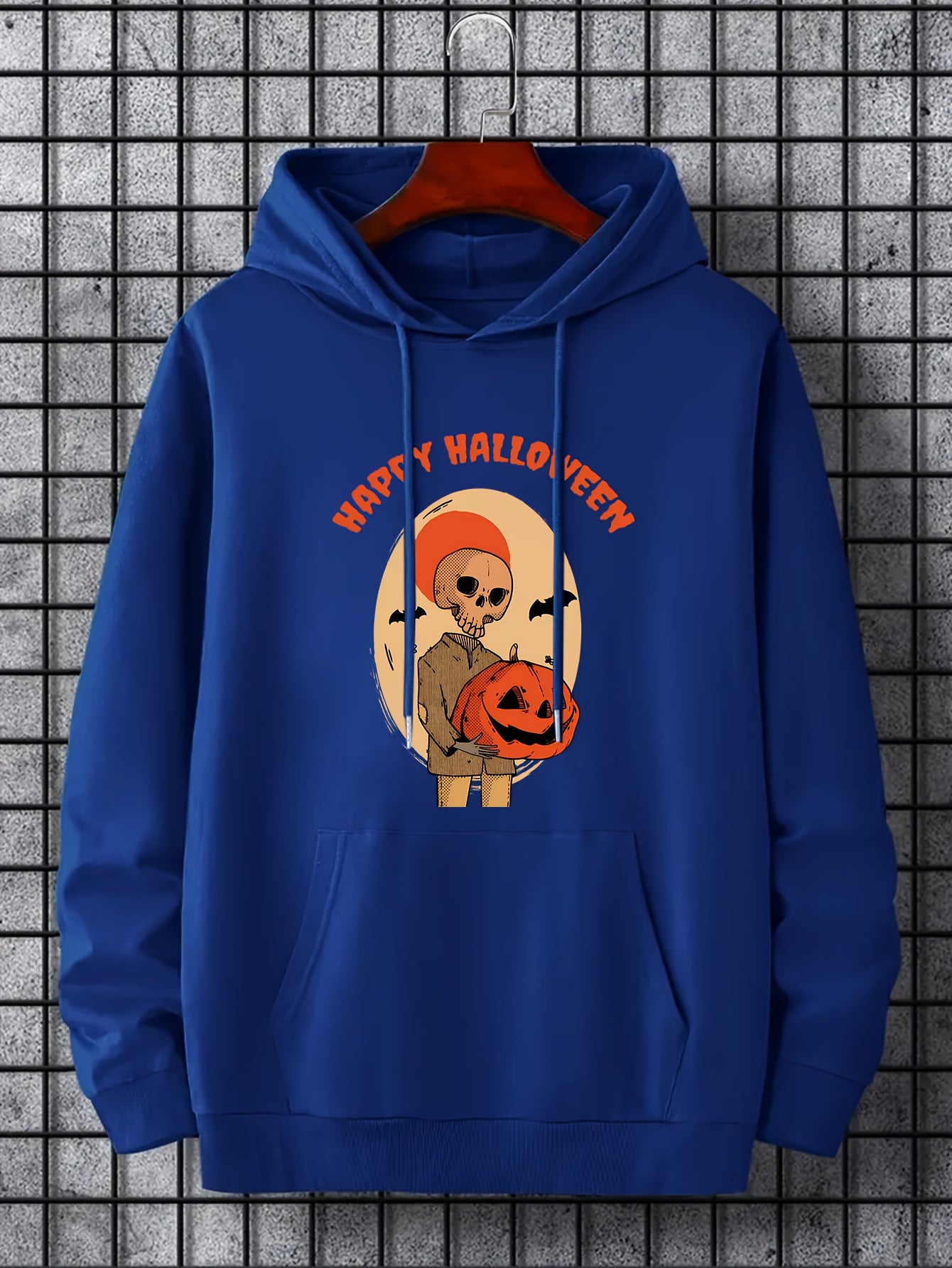 Men's Halloween Print Hoodie Active Drawstring Hooded Sweatshirt