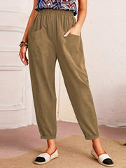 Solid Cargo Pants High Waist Pants Women's Clothing