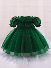 Toddler Princess Dress with Bow for 1st Birthday Party