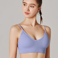 Women's V-Neck Ribbed Crop Cami Bra